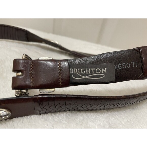 Brighton Mens Leather Braided Belt Size 48 Brown - Picture 6 of 10